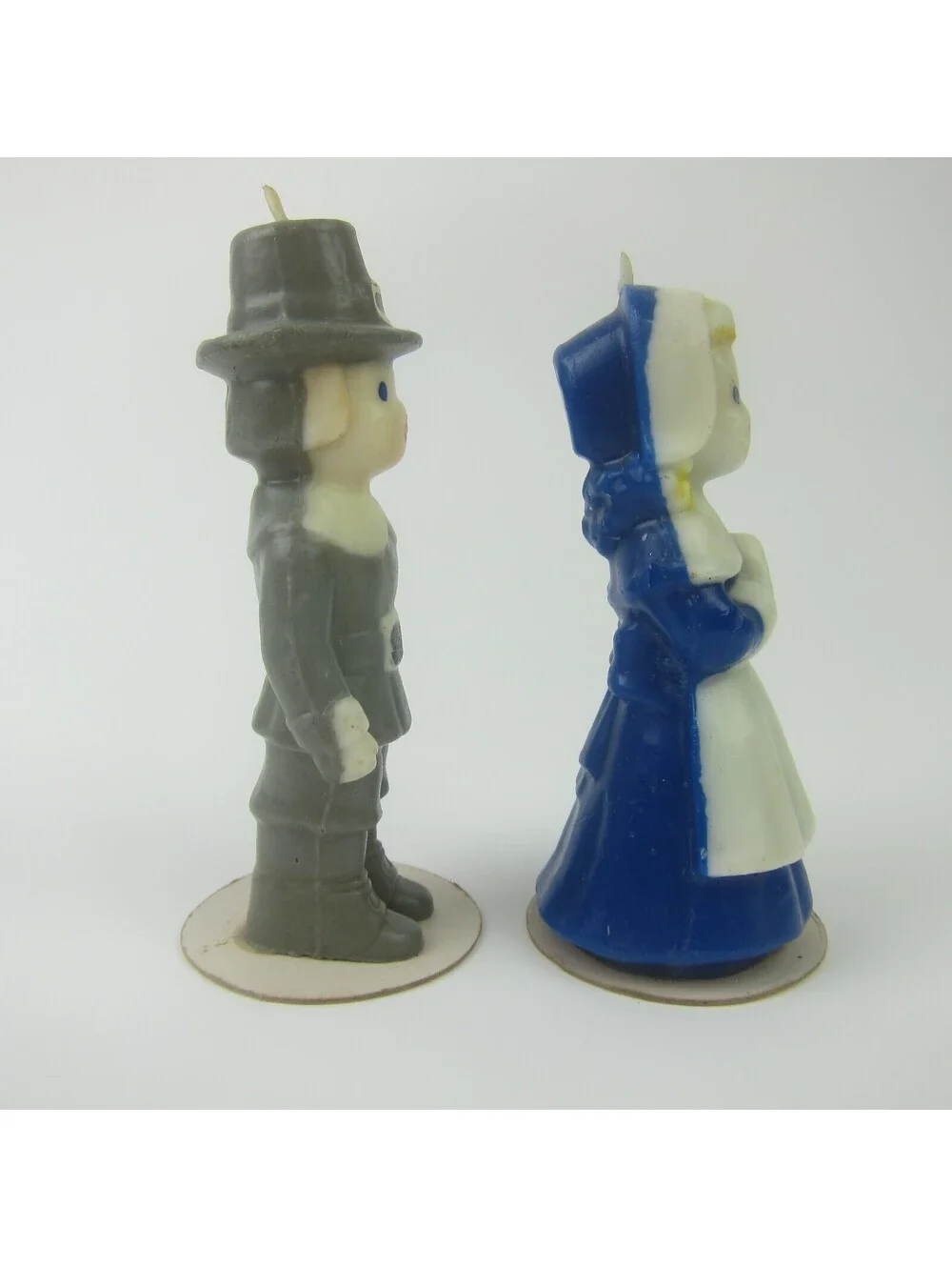 Vintage Gurley Thanksgiving Pilgrims Candle Set of 2 Boy & Girl 5